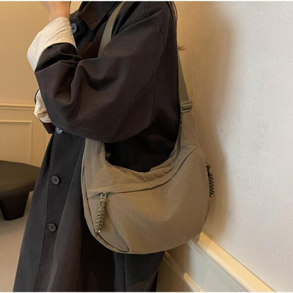 Crossbody Nylon Crescent Bag for Women - Lightweight Small Hobo With 2 Pack Inne - Picture 8 of 8